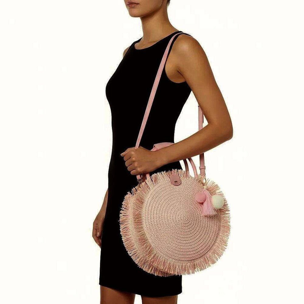 Most Wanted Design By Carlos Souza Women's Circle Straw Bag, Pink‎ NWT